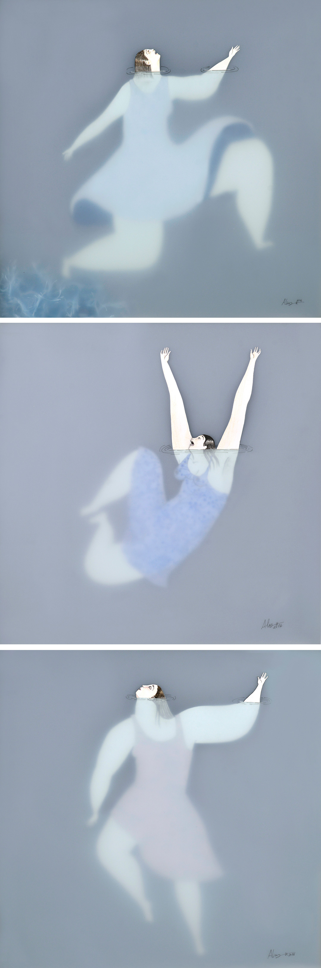 illustrations of nude women swimming by Sonia Alins