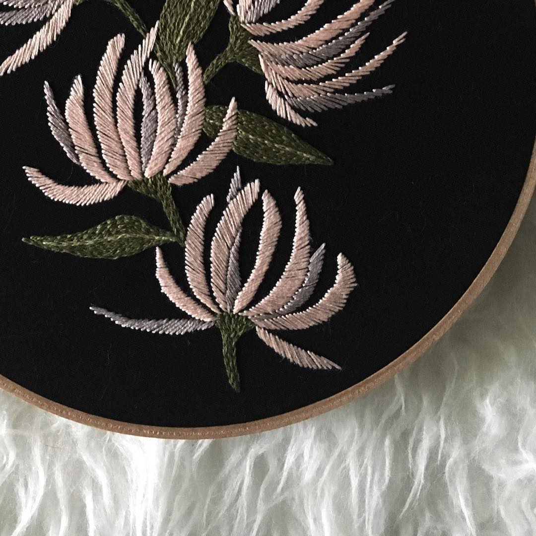 Embroidered hoop art by Tusk and Cardinal