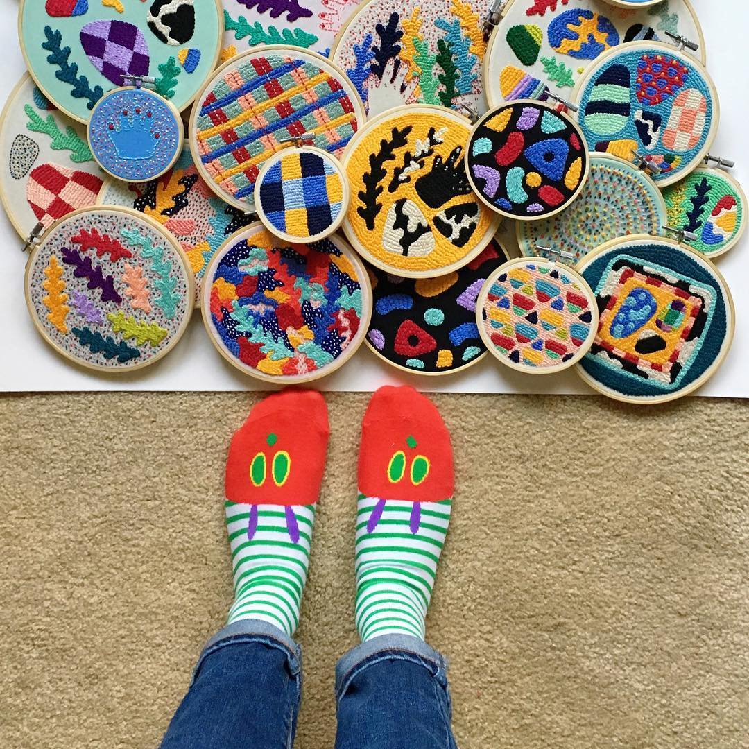 Colorful contemporary embroidery by Kelly Ryan