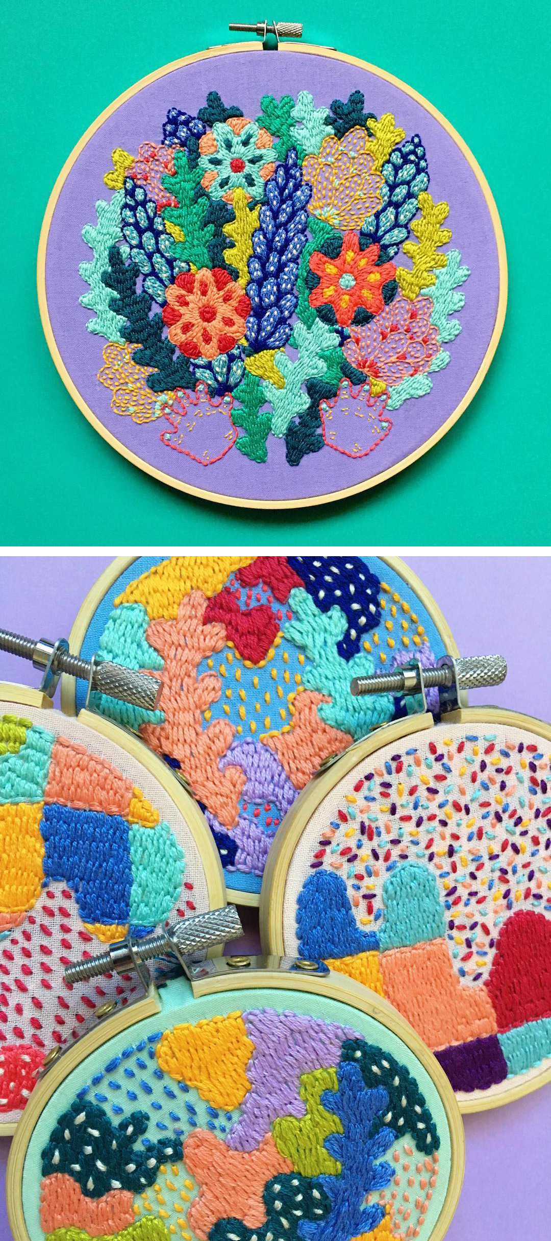 Colorful contemporary embroidery by Kelly Ryan