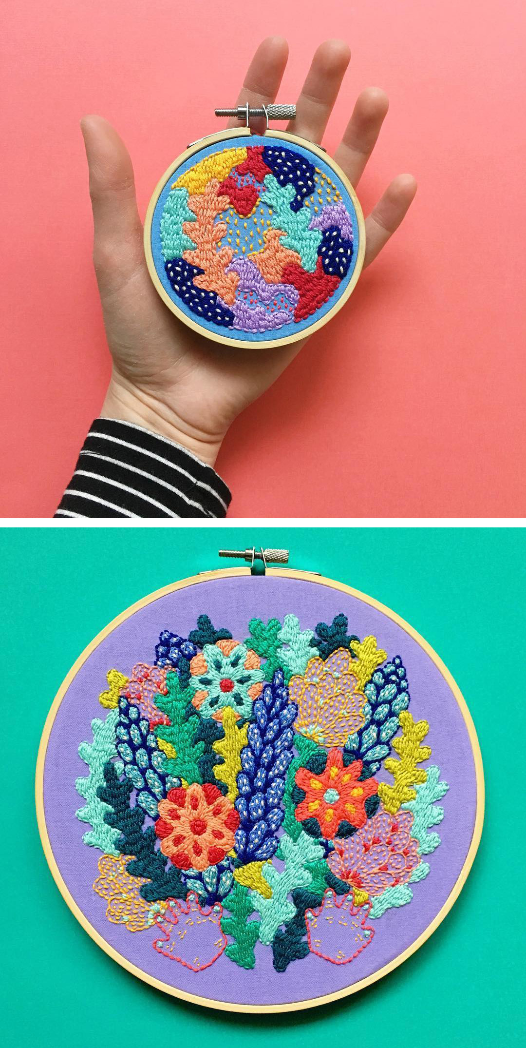 Colorful contemporary embroidery by Kelly Ryan