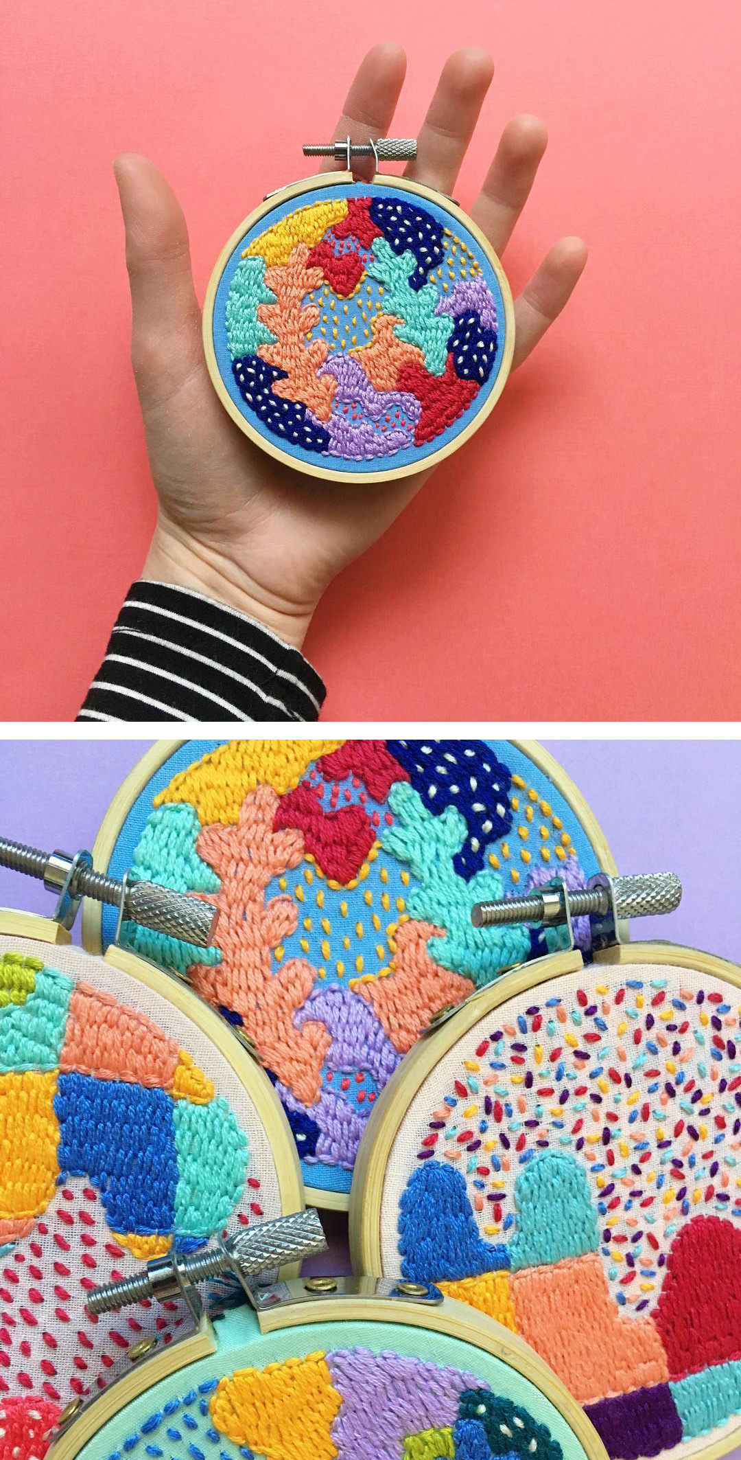 Colorful contemporary embroidery by Kelly Ryan
