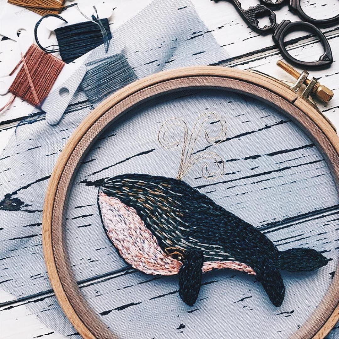 Fish embroidery on tulle