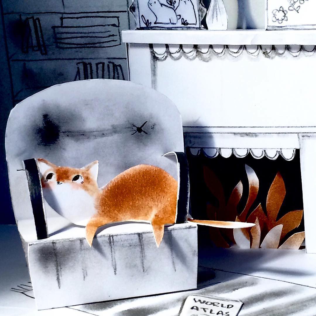 Cut paper diorama by Kelly Pousette