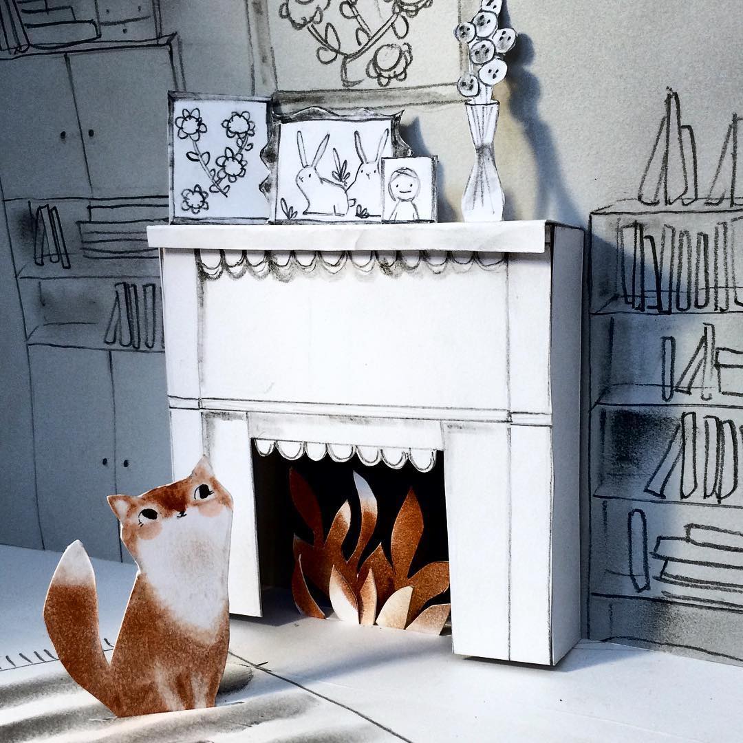 Cut paper diorama by Kelly Pousette