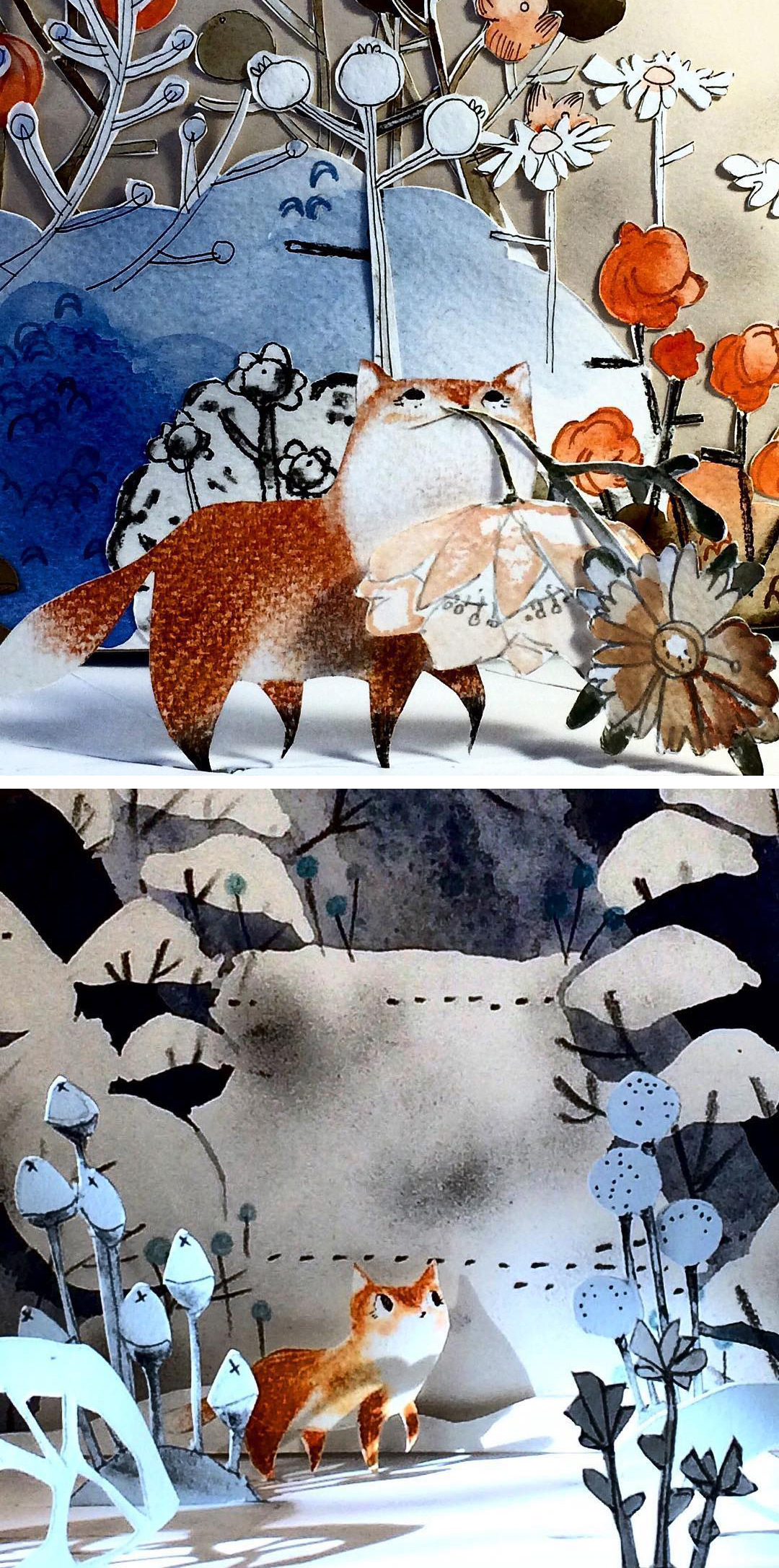 Cut paper diorama by Kelly Pousette