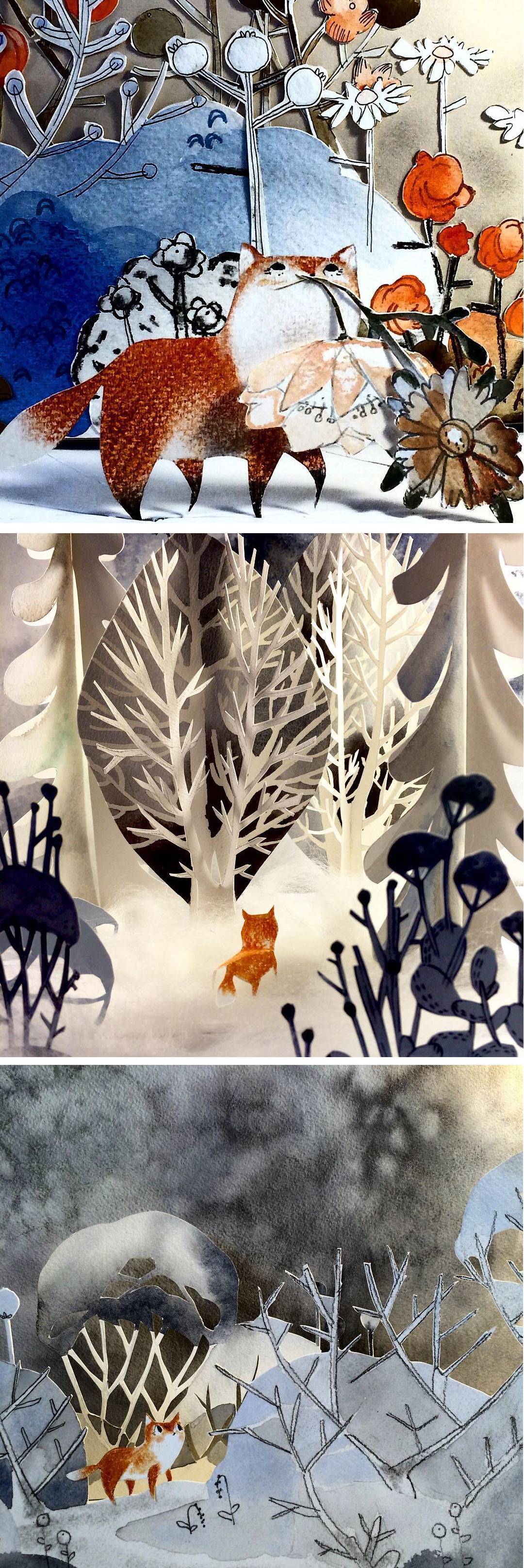 Cut paper diorama by Kelly Pousette