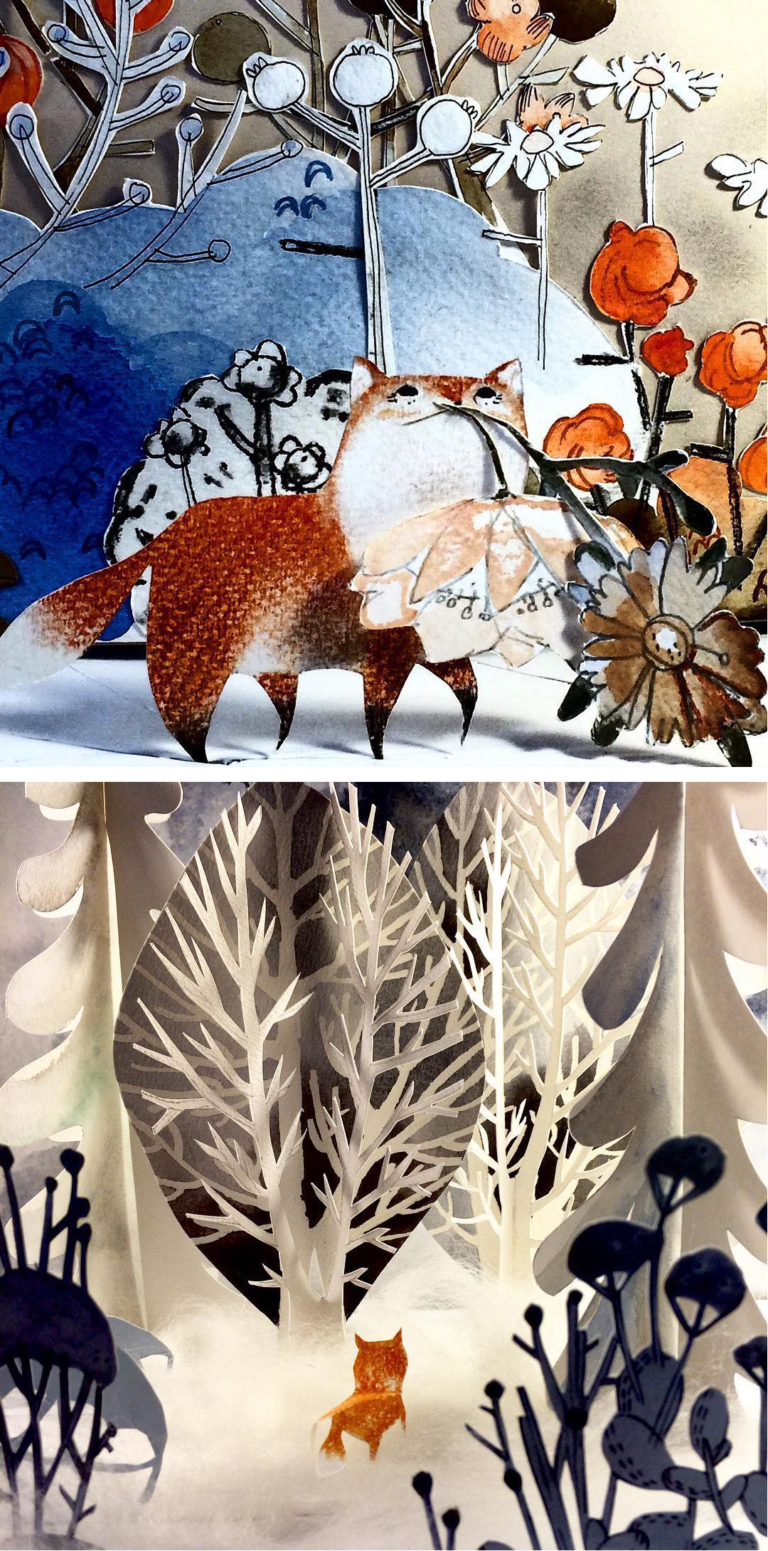 Cut paper diorama by Kelly Pousette