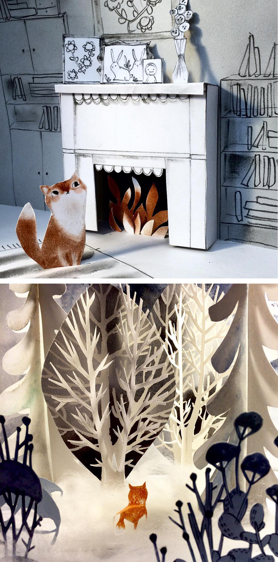 Cut paper diorama by Kelly Pousette
