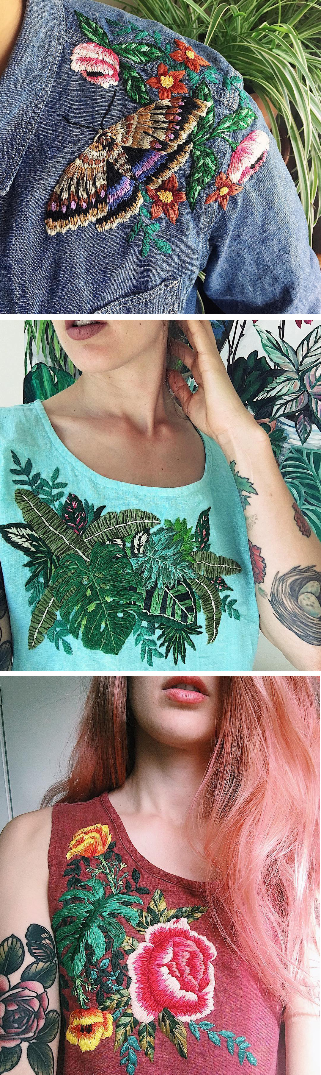 Embroidered clothing by Sam Eldridge