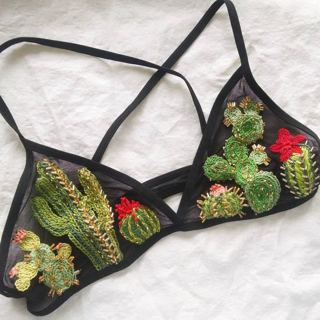 Embroidered bralette by Birds & Beestings