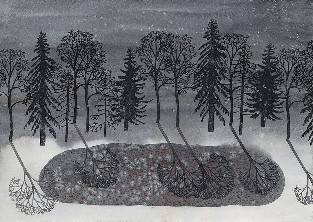 Gray illustration by Olga Ezova Denisova