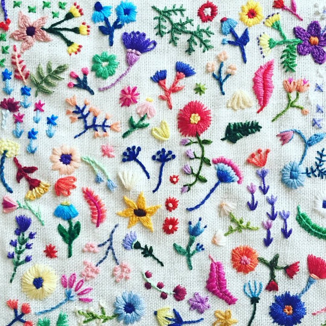 Tiny Embroidery Stitches Small Blooms Into Spontaneous Arrangements