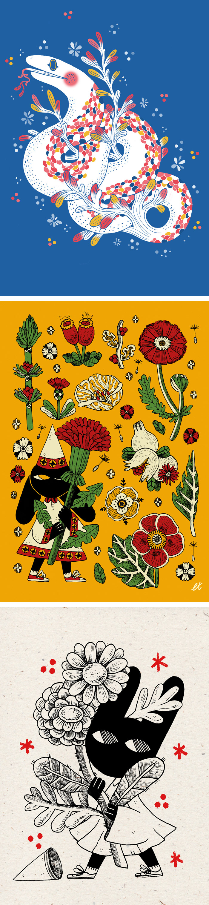 Folk art illustrations by Lia Tuia