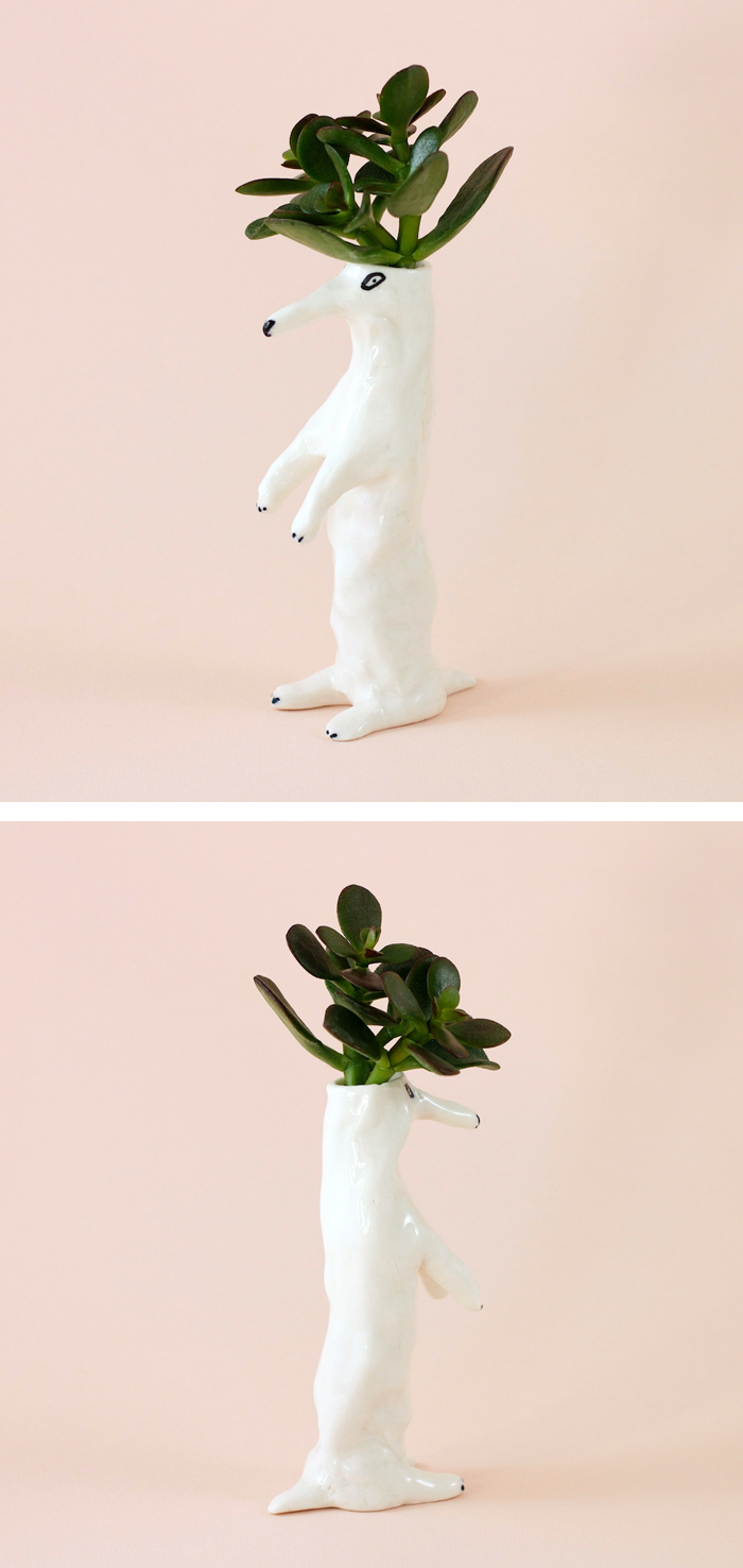 Ceramic dog sculptures by Eleonor Bostrom
