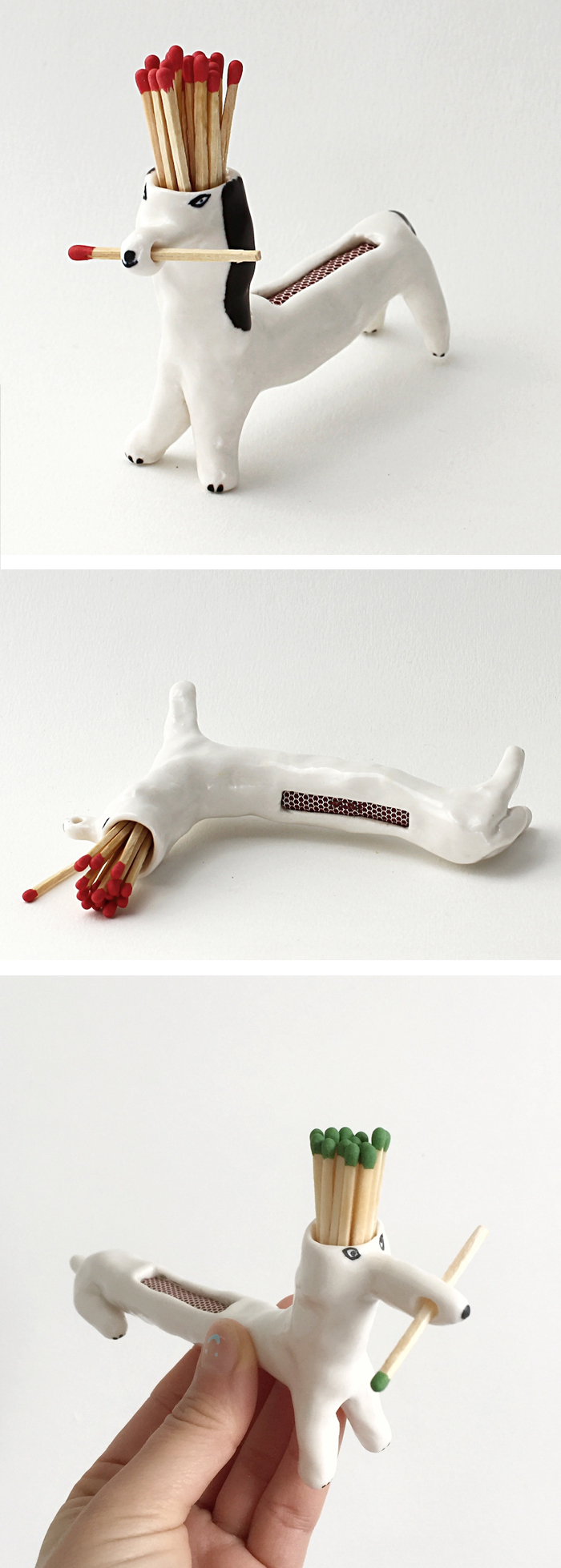 Ceramic dog sculptures by Eleonor Bostrom
