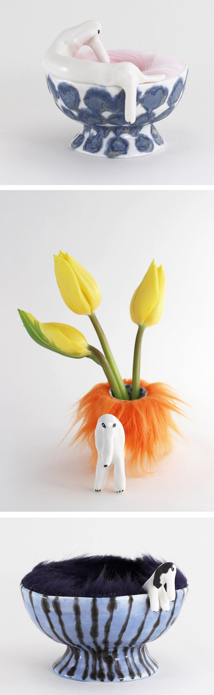 Ceramic dog sculptures by Eleonor Bostrom