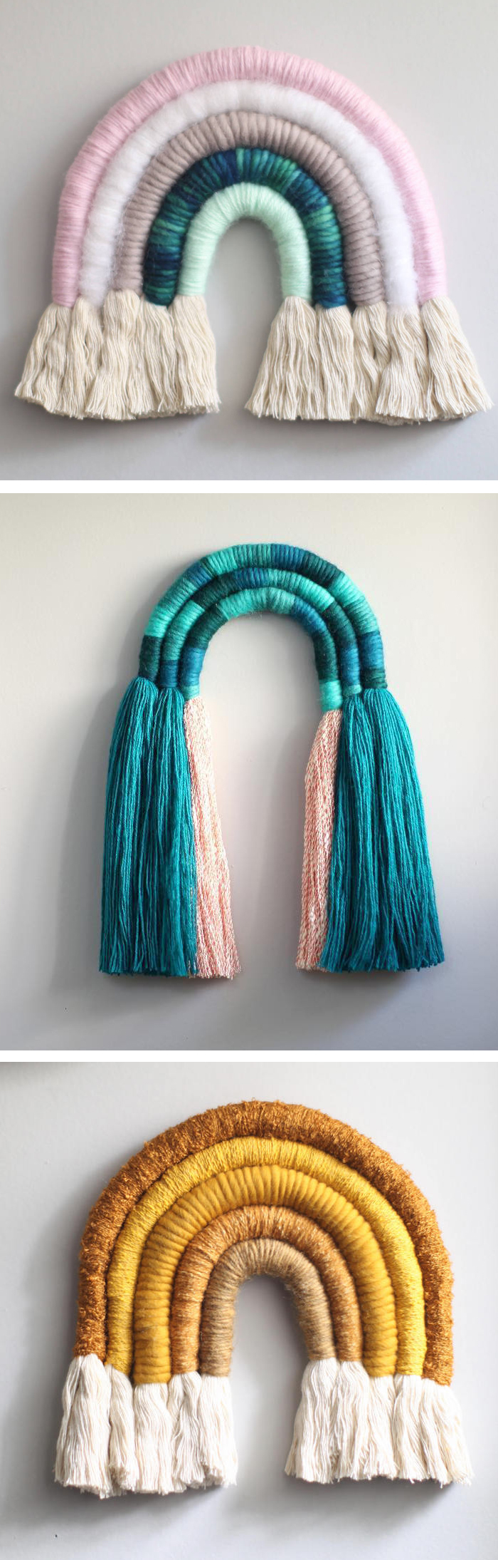 Rainbow weaving fiber art by Mandi Smethells