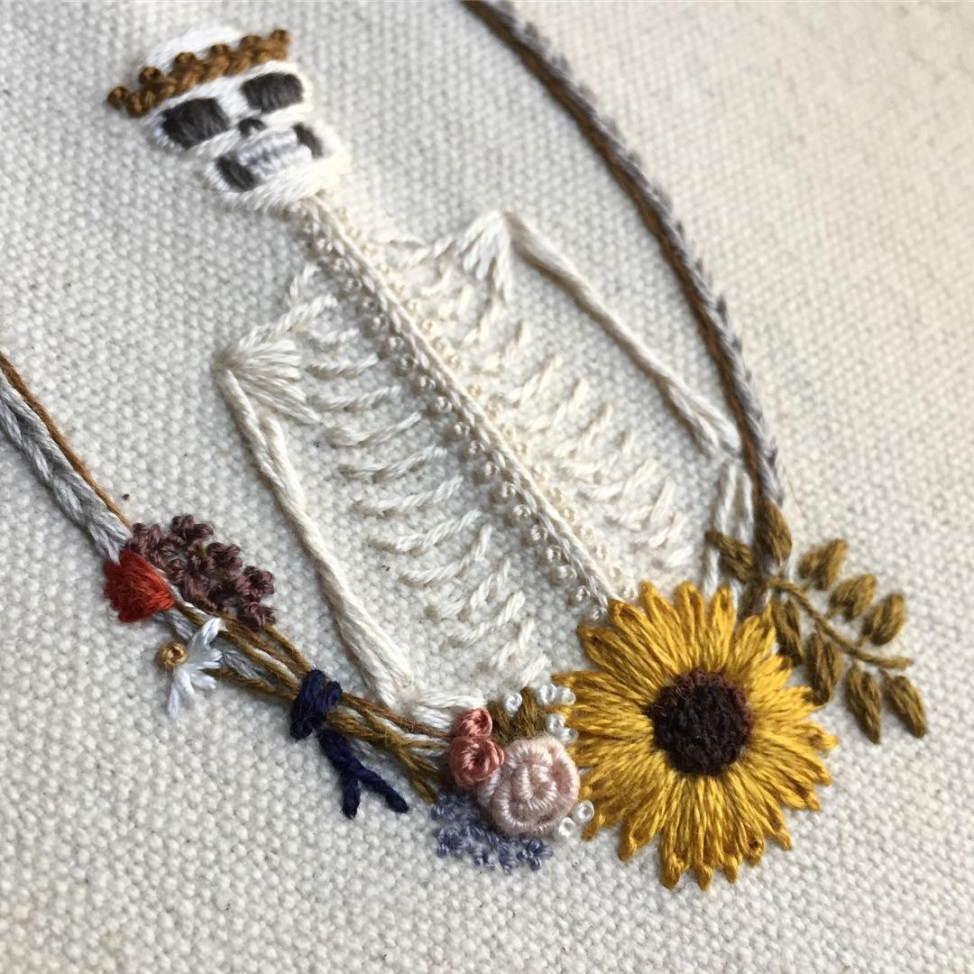Skeleton Embroideries by Tinycup Needleworks