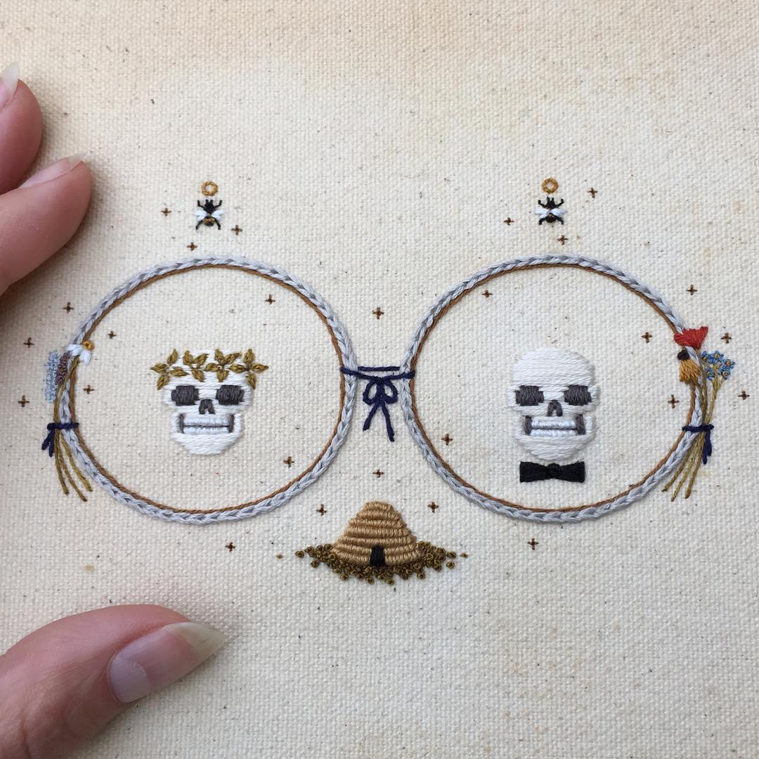 Skeleton Embroideries by Tinycup Needleworks