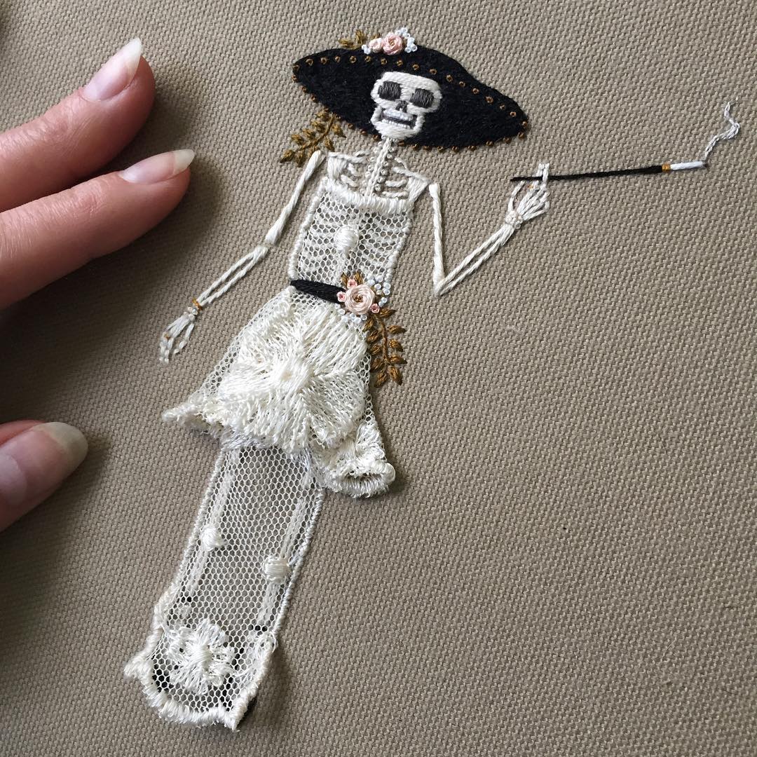 Skeleton Embroideries by Tinycup Needleworks