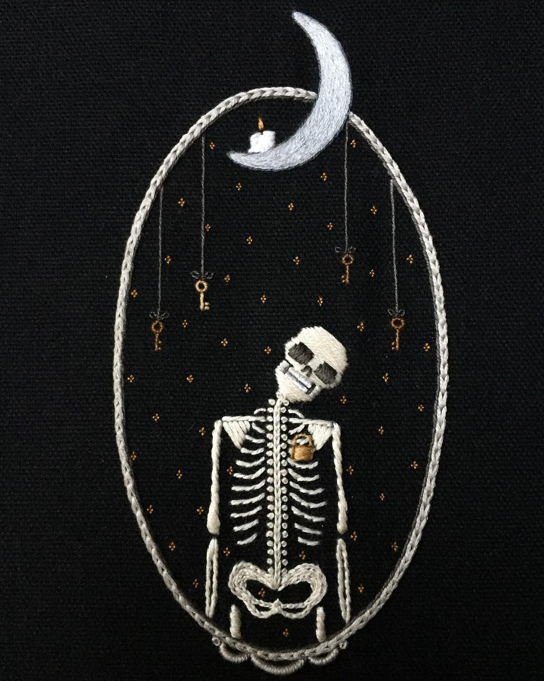 Skeleton Embroideries by Tinycup Needleworks