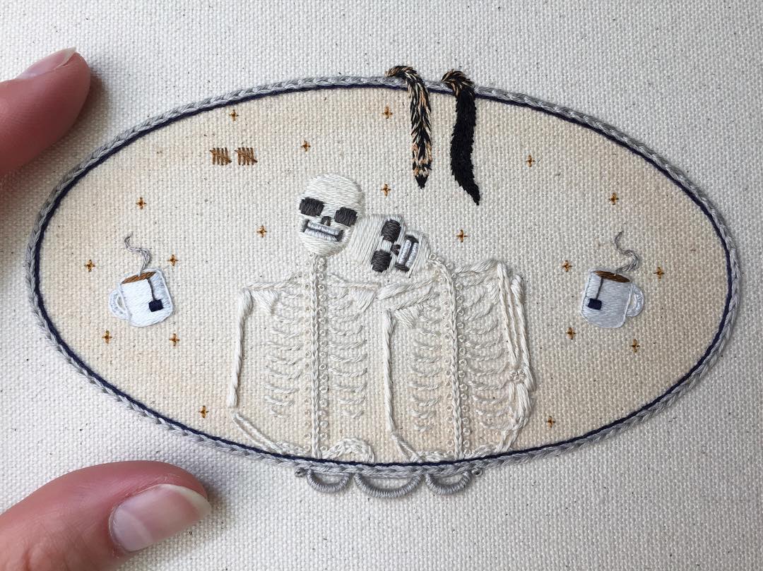 Skeleton Embroideries by Tinycup Needleworks
