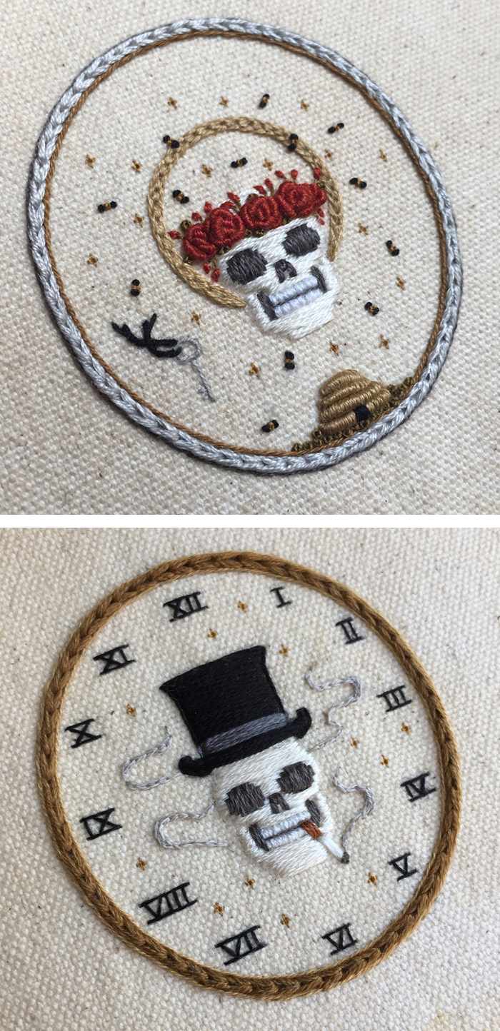 Skeleton Embroideries by Tinycup Needleworks