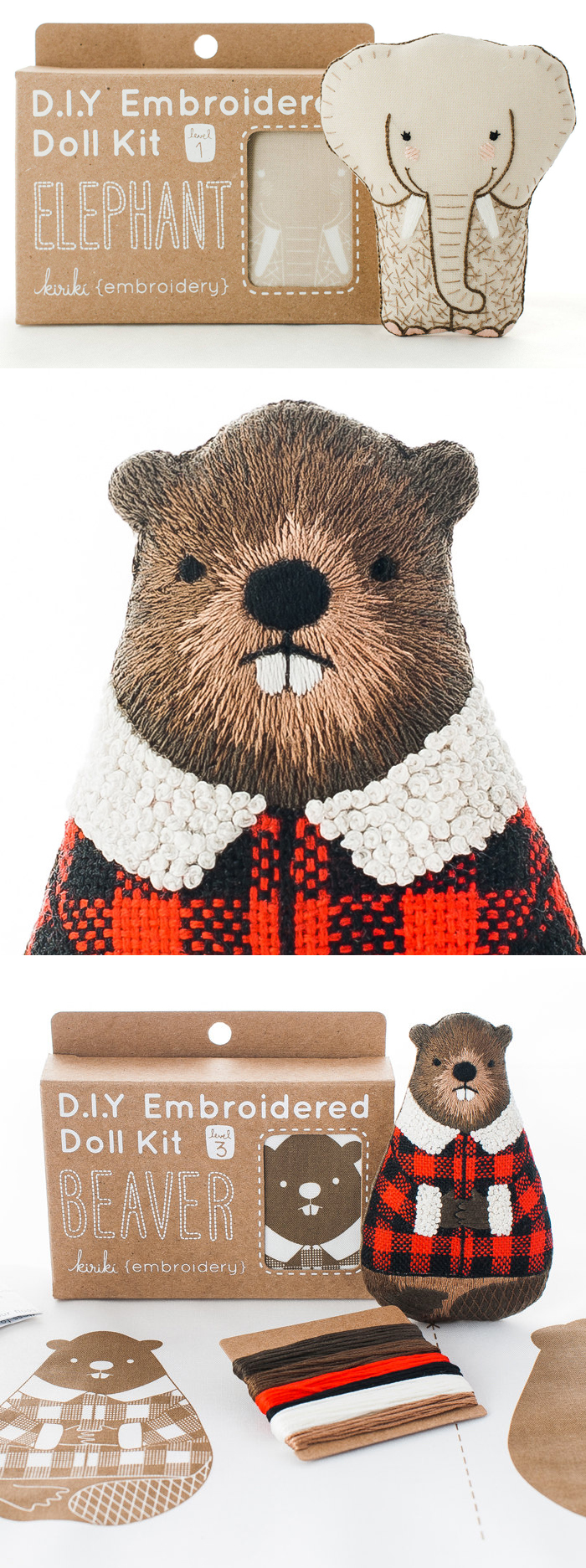 Hand embroidery kits by Kiriki Press