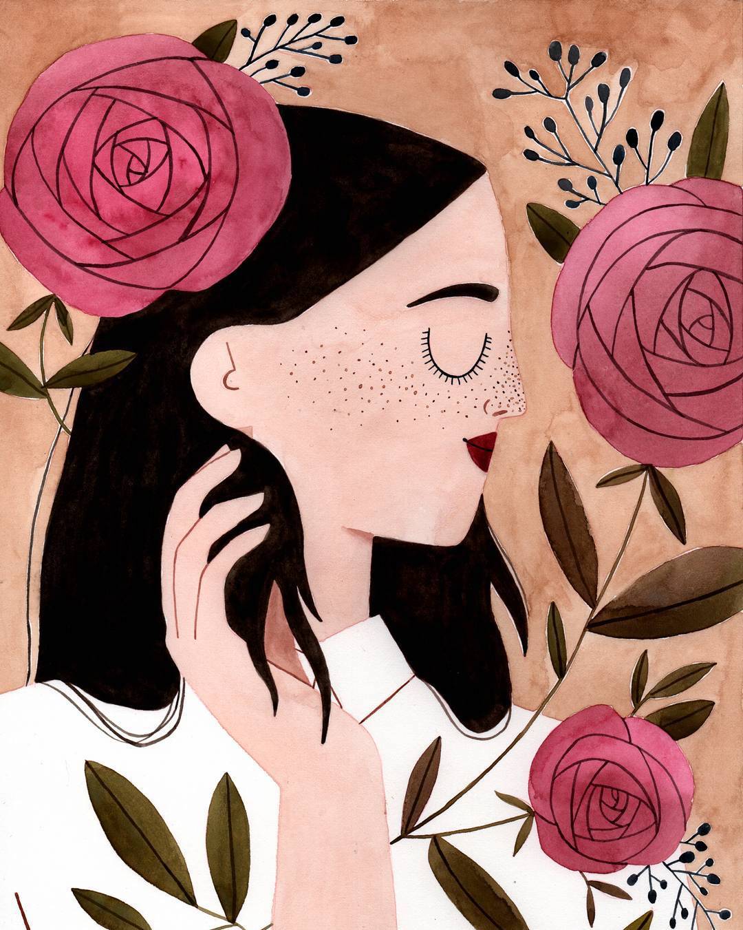 Illustrated portrait of a woman by Brunna Mancuso