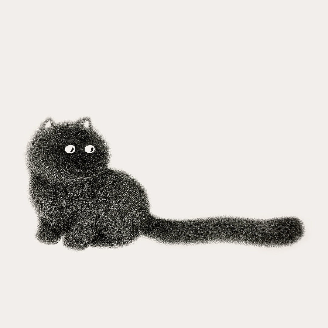 Cat Art Drawings of Felines Too Fluffy for Their Own Good