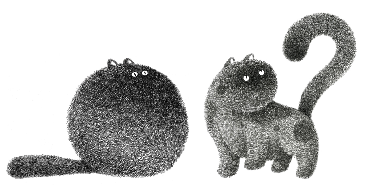 Cat Art Drawings of Felines Too Fluffy for Their Own Good