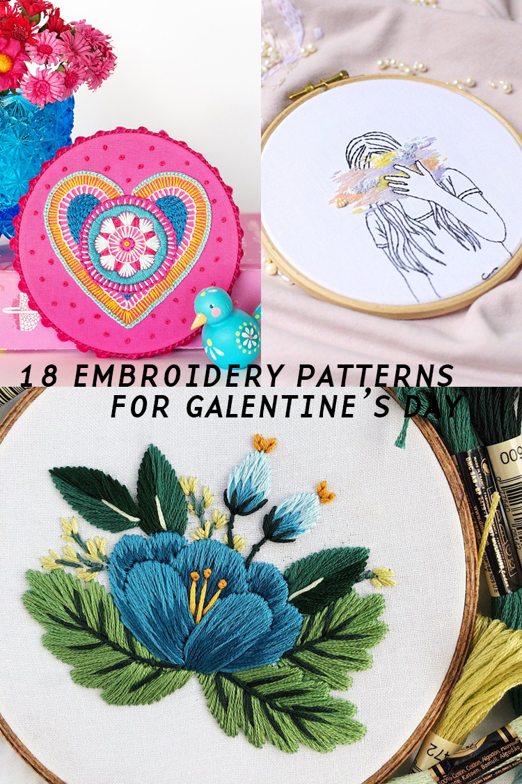 Galentine's Day embroidery patterns