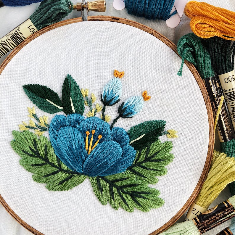 Flower hand embroidery pattern