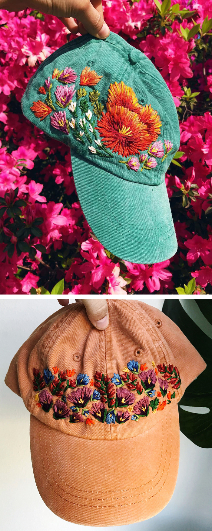 Embroidered hats by Lexi Mire