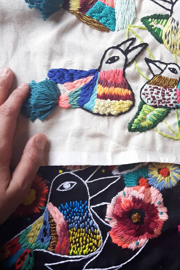 Embroidery art by Katy Biele