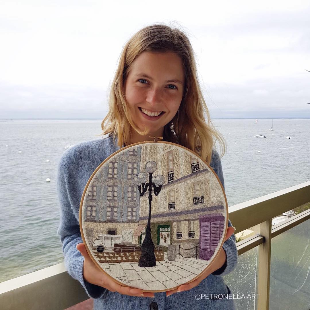 Architecture embroidery by Elin Petronella