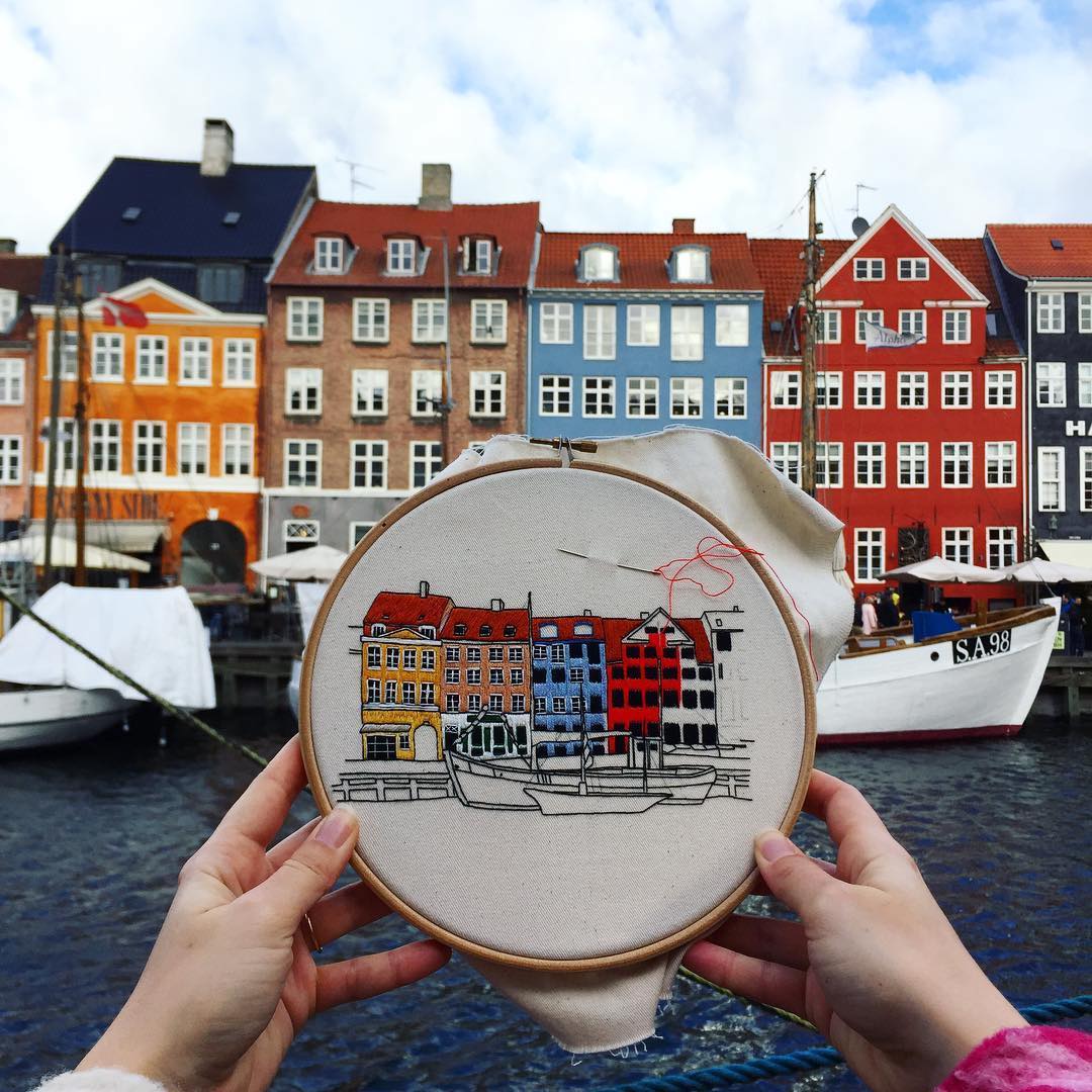 Architecture embroidery by Elin Petronella