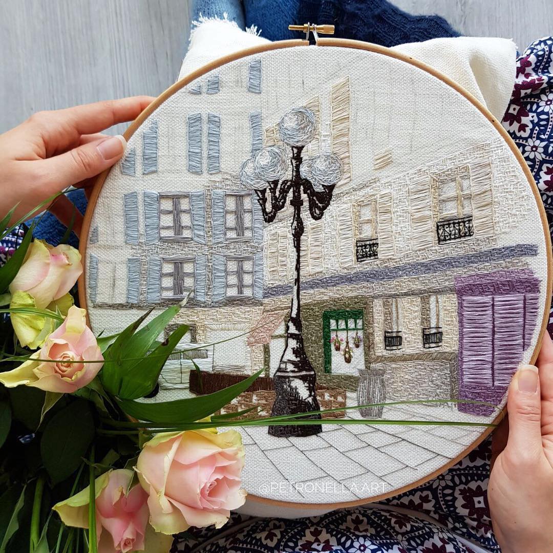 Architecture embroidery by Elin Petronella