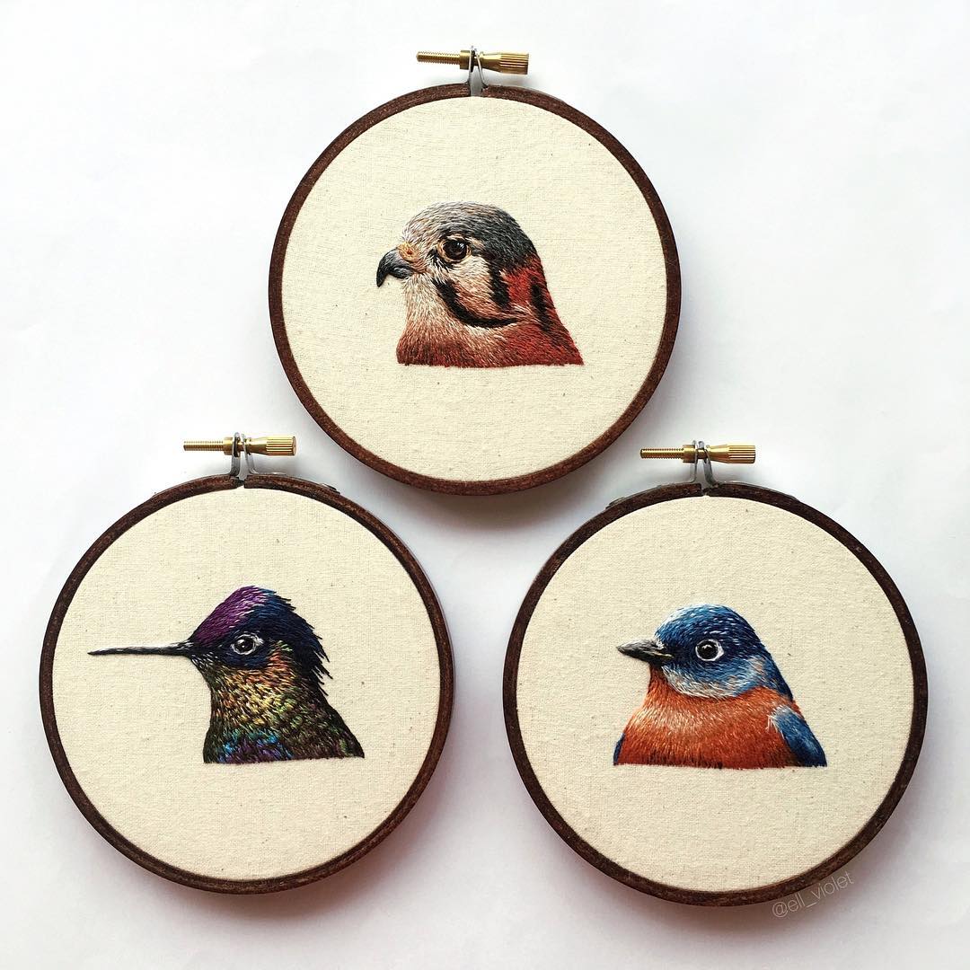 Bird embroidery by Ell Violet