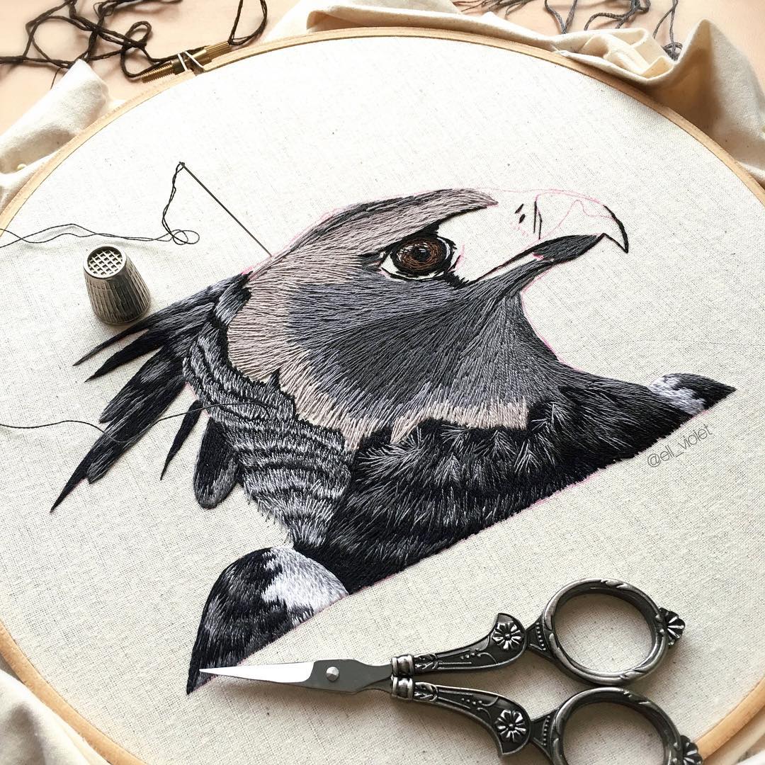 Bird embroidery by Ell Violet