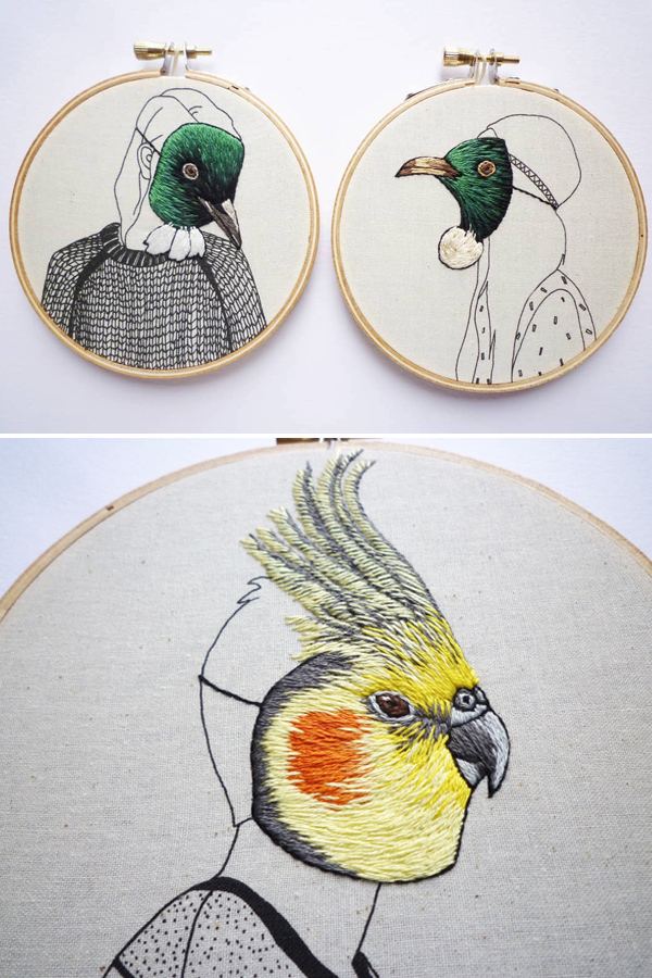 Surreal hand embroidery by Amy Jones