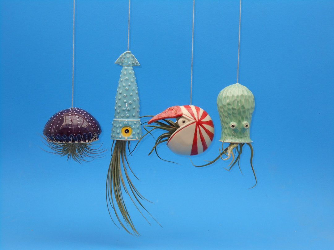 Ceramic air plant holders by Cindy Searles