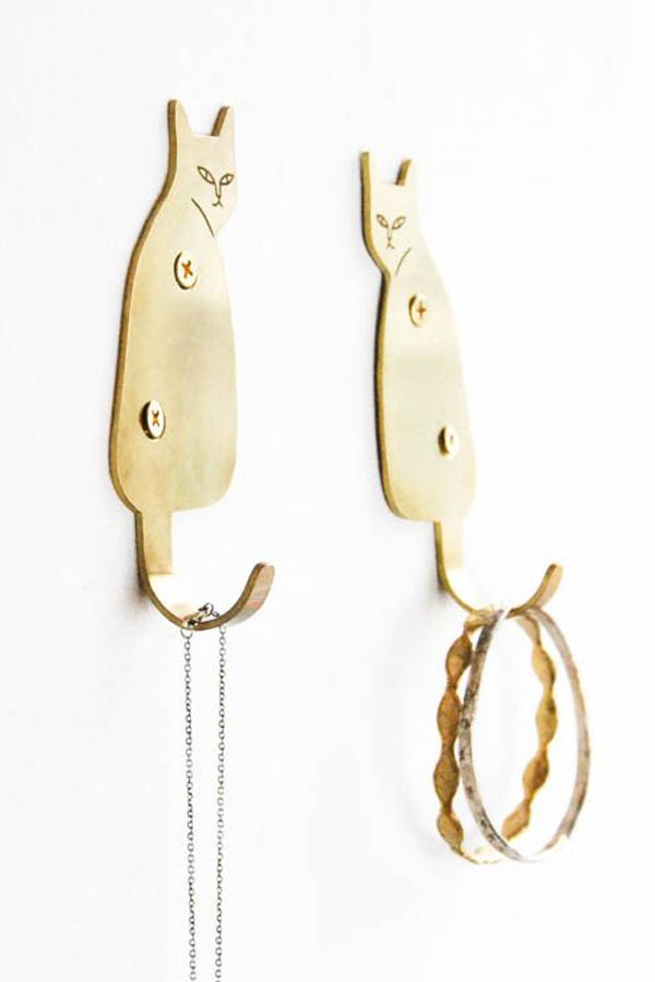 Feline wall hooks by Kaye Blegvad