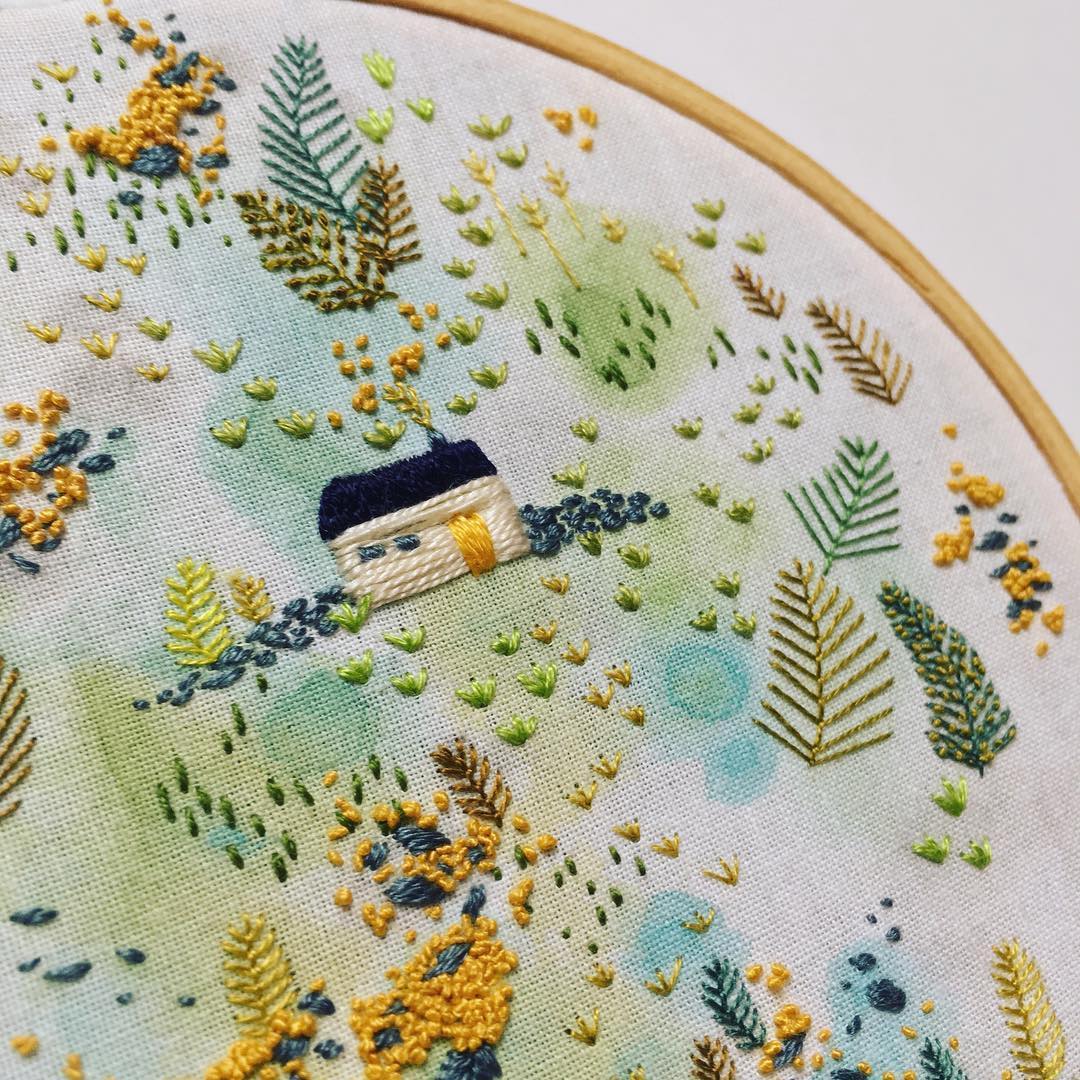 Embroidery and painting illustration by Abigail Halpin