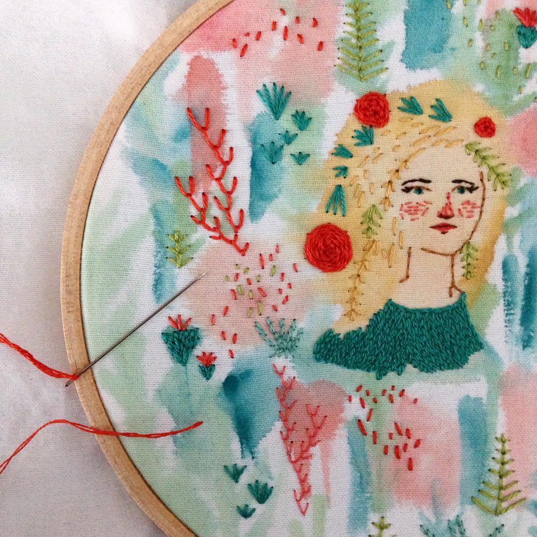 Embroidery painting illustration by Abigail Halpin