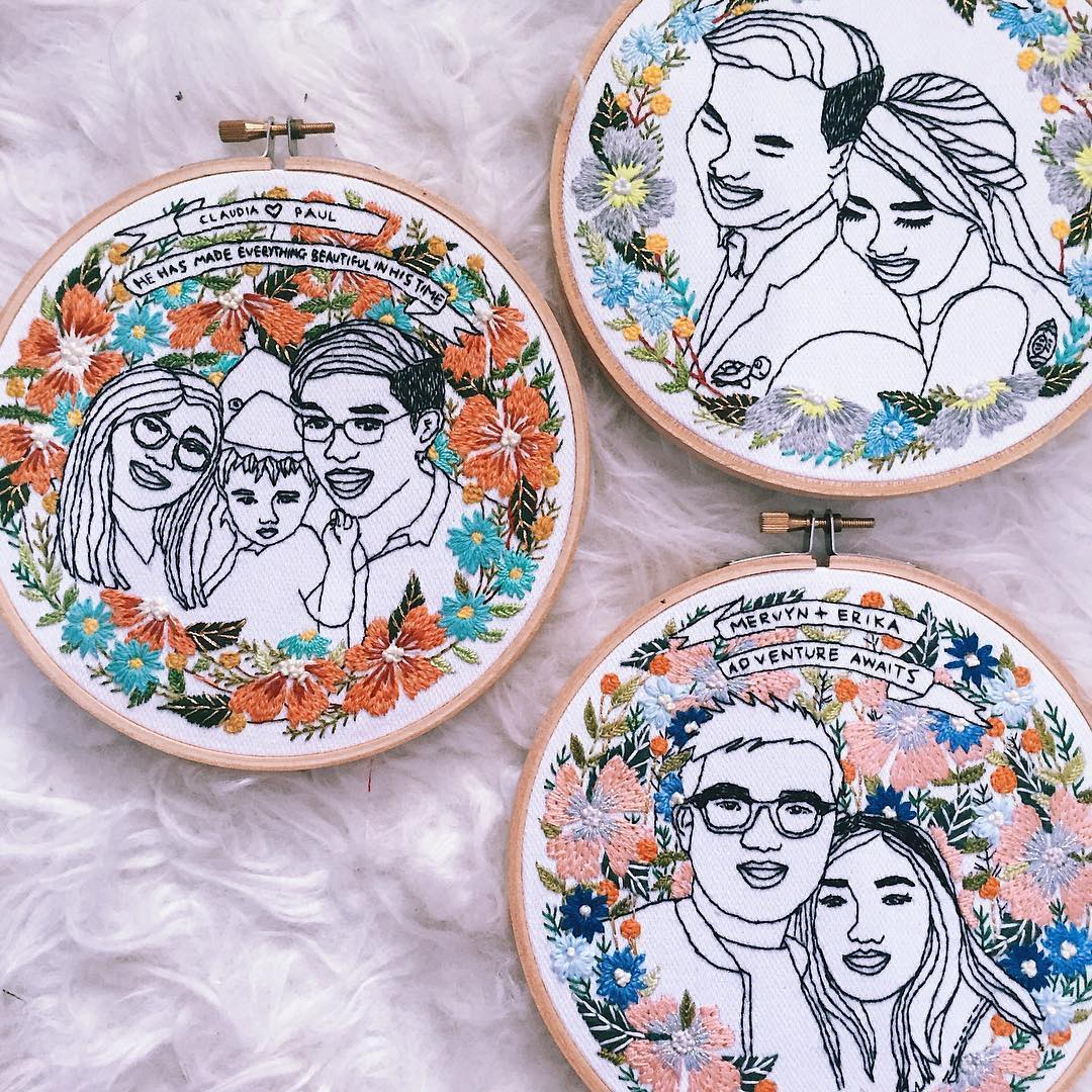 Embroidered portraits by Teresa Lim