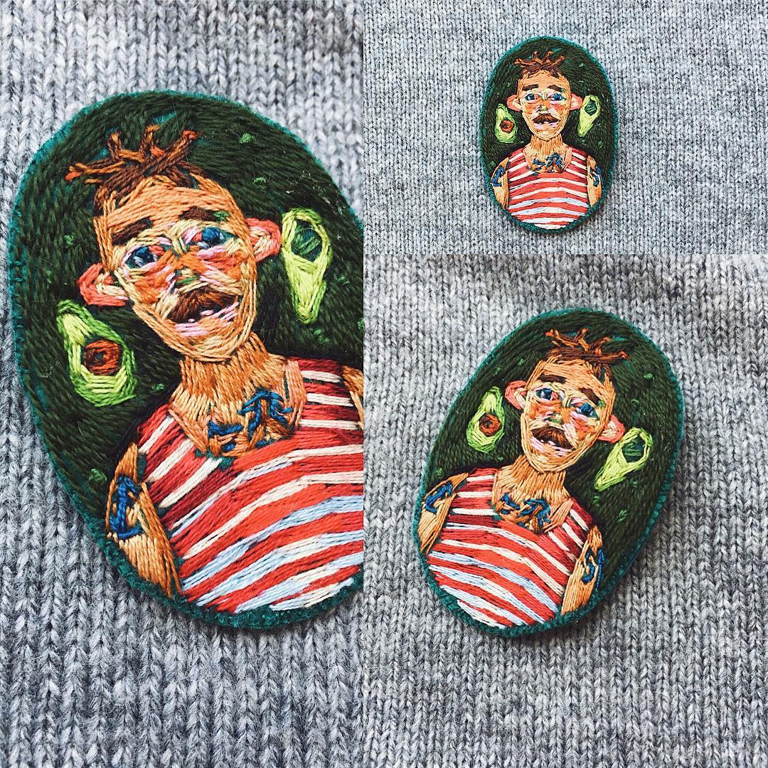 Embroidered brooch by Fistashka Art