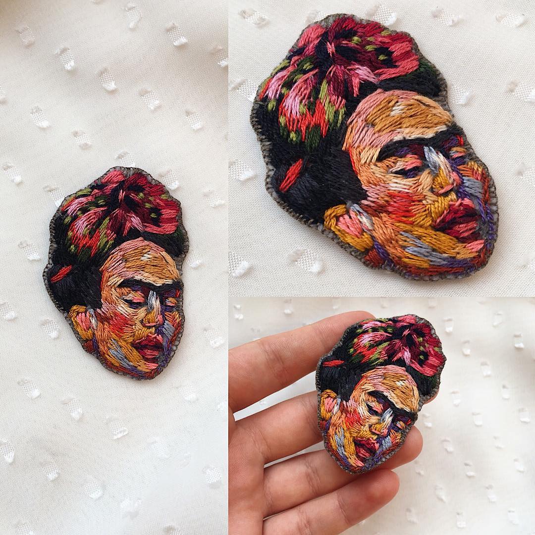 Embroidered brooch by Fistashka Art