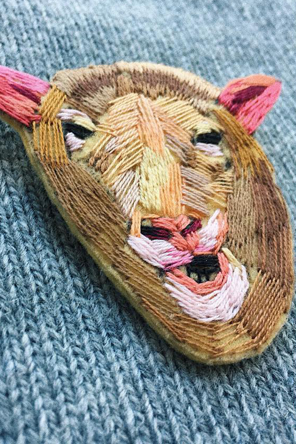 Embroidered brooch by Fistashka Art